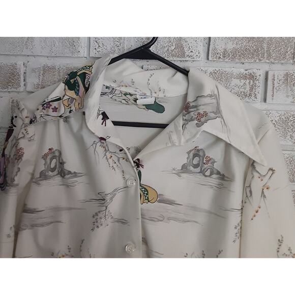 Vintage Rare Asian Blouse &button Up Duo Versatile Unique - Picture 7 of 12